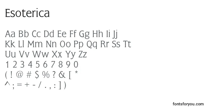 Schriftart Esoterica (126076) – Alphabet, Zahlen, spezielle Symbole