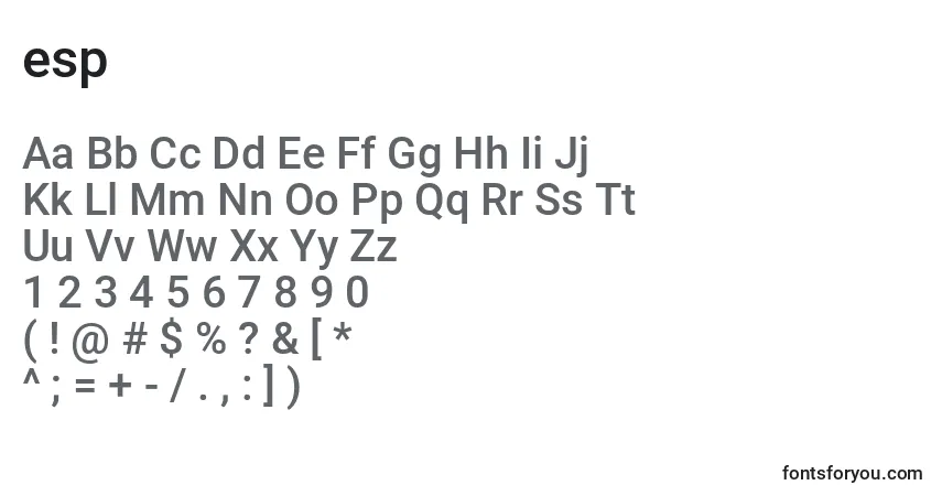 A fonte Esp (126078) – alfabeto, números, caracteres especiais