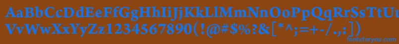 ArnoproBold08pt-Schriftart – Blaue Schriften auf braunem Hintergrund