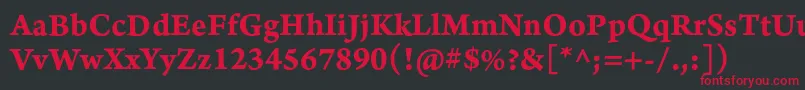 ArnoproBold08pt Font – Red Fonts on Black Background