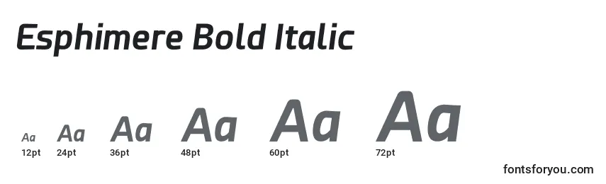 Esphimere Bold Italic-fontin koot