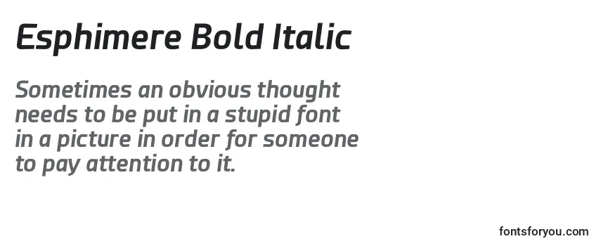 Esphimere Bold Italic -fontin tarkastelu