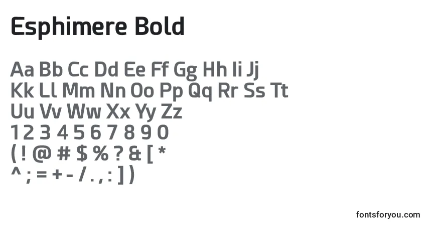 Schriftart Esphimere Bold – Alphabet, Zahlen, spezielle Symbole