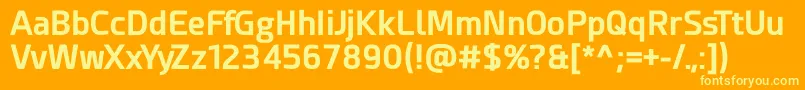 Saiba mais sobre a fonte Esphimere Bold Fonte Esphimere Bold – fontes amarelas em um fundo laranja