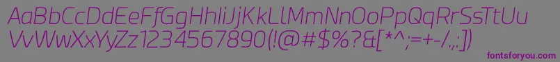 Esphimere Extra Light Italic-fontti – violetit fontit harmaalla taustalla