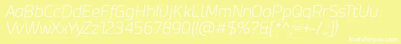 Esphimere Extra Light Italic-Schriftart – Weiße Schriften auf gelbem Hintergrund