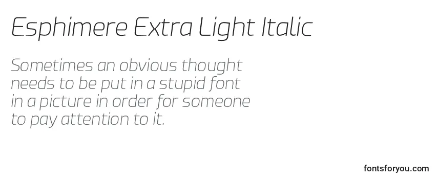 Esphimere Extra Light Italic -fontin tarkastelu