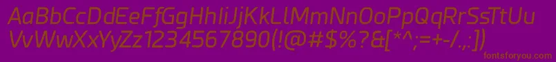 Esphimere Italic-Schriftart – Braune Schriften auf violettem Hintergrund