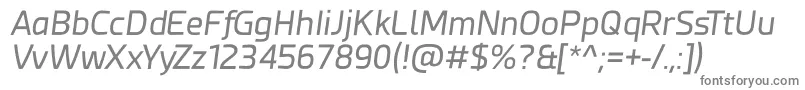 Esphimere Italic-fontti – harmaat kirjasimet valkoisella taustalla