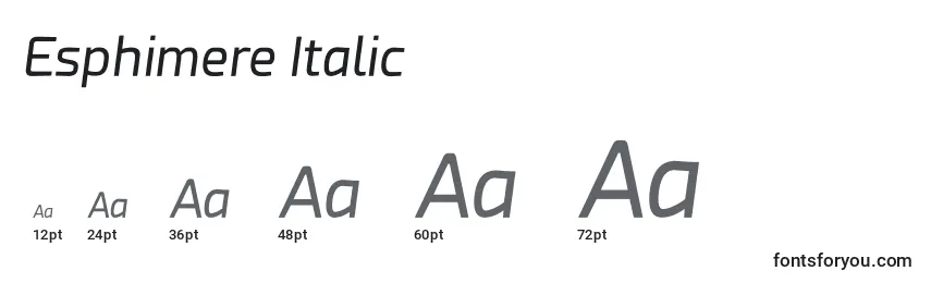 Размеры шрифта Esphimere Italic