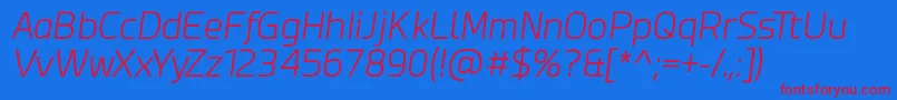 Esphimere Light Italic-Schriftart – Rote Schriften auf blauem Hintergrund