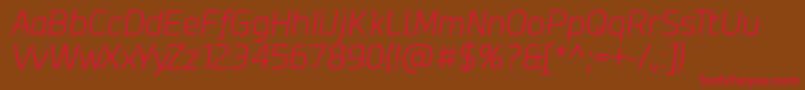 Czcionka Esphimere Light Italic – czerwone czcionki na brązowym tle