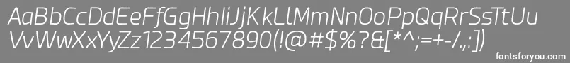 Fonte Esphimere Light Italic – fontes brancas em um fundo cinza