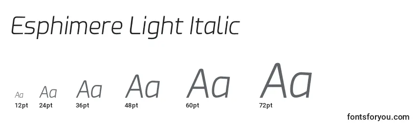 Размеры шрифта Esphimere Light Italic