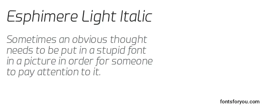 Esphimere Light Italic -fontin tarkastelu