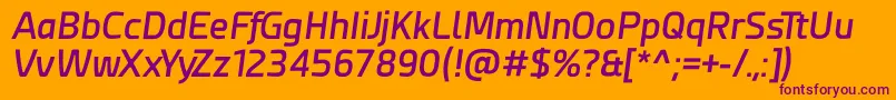 Czcionka Esphimere Semi Bold Italic – fioletowe czcionki na pomarańczowym tle