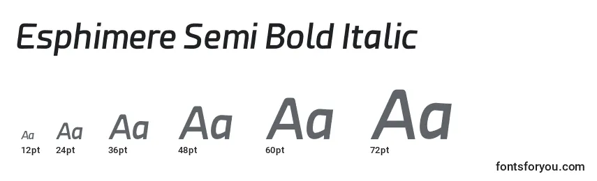 Tamaños de fuente Esphimere Semi Bold Italic