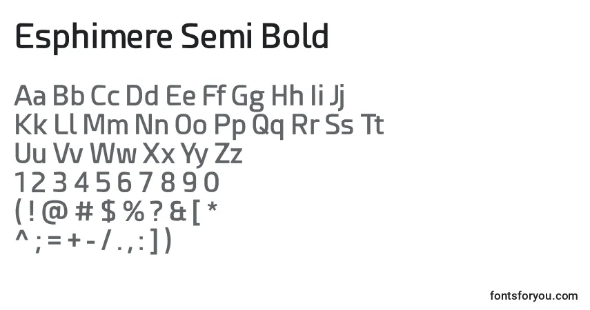 Czcionka Esphimere Semi Bold – alfabet, cyfry, specjalne znaki