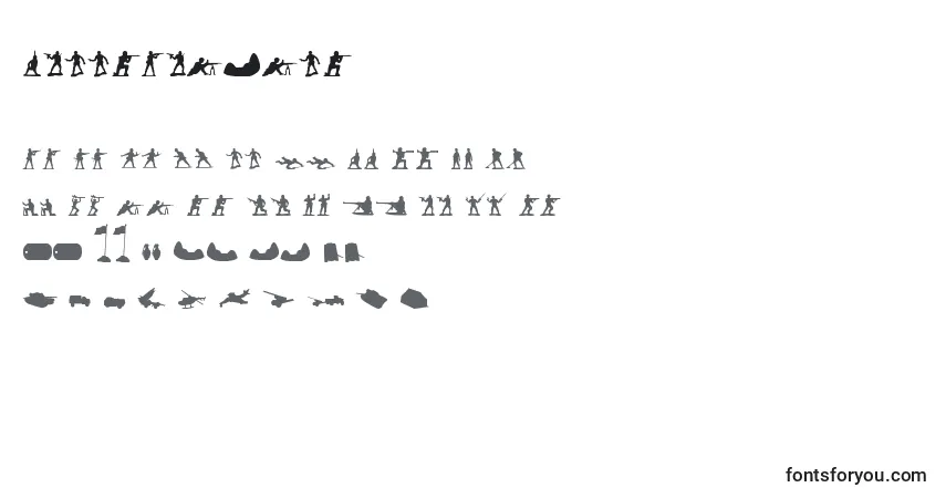 Czcionka GreenArmyMen – alfabet, cyfry, specjalne znaki