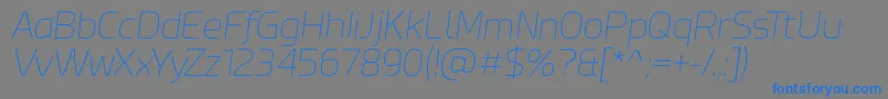 Fonte Esphimere Thin Italic – fontes azuis em um fundo cinza