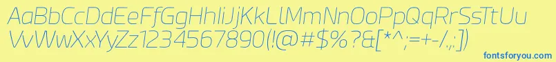 Шрифт Esphimere Thin Italic – синие шрифты на жёлтом фоне