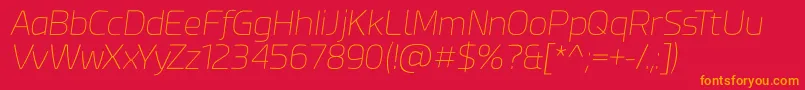 Esphimere Thin Italic-Schriftart – Orangefarbene Schriften auf rotem Hintergrund