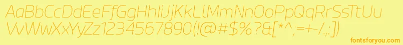 Esphimere Thin Italic-Schriftart – Orangefarbene Schriften auf gelbem Hintergrund