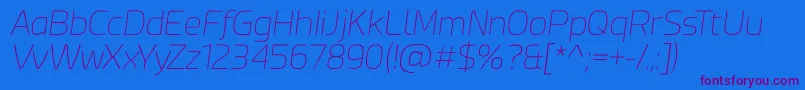 Fonte Esphimere Thin Italic – fontes roxas em um fundo azul