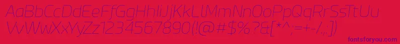 Fonte Esphimere Thin Italic – fontes roxas em um fundo vermelho