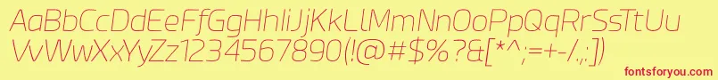 Esphimere Thin Italic-Schriftart – Rote Schriften auf gelbem Hintergrund