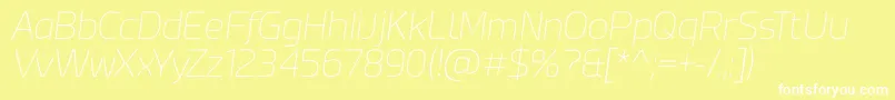 Esphimere Thin Italic-Schriftart – Weiße Schriften auf gelbem Hintergrund