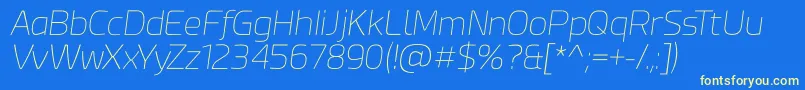 Esphimere Thin Italic-fontti – keltaiset fontit sinisellä taustalla