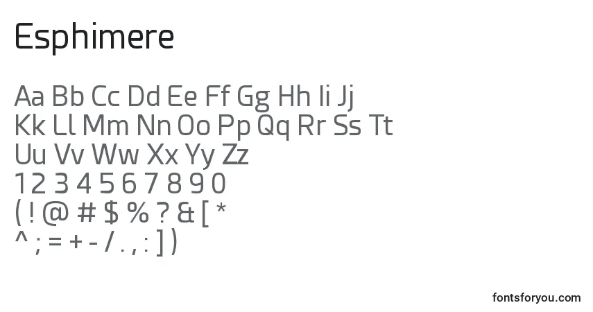 Schriftart Esphimere (126092) – Alphabet, Zahlen, spezielle Symbole