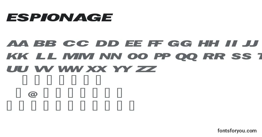 Шрифт Espionage (126093) – алфавит, цифры, специальные символы