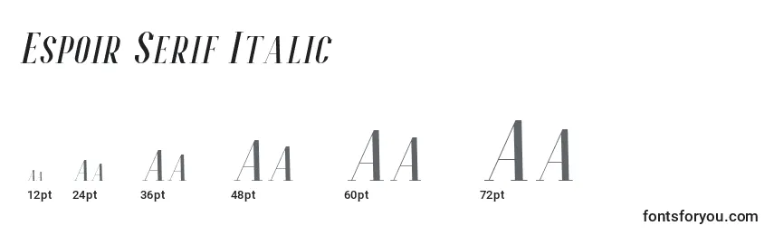 Размеры шрифта Espoir Serif Italic