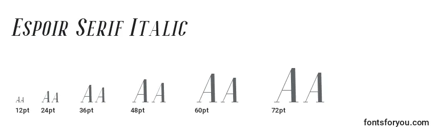 Größen der Schriftart Espoir Serif Italic (126095)