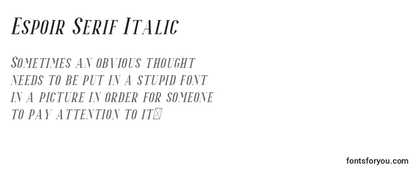 Przegląd czcionki Espoir Serif Italic (126095)