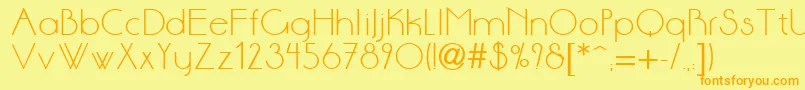 フォントSonne – オレンジの文字が黄色の背景にあります。