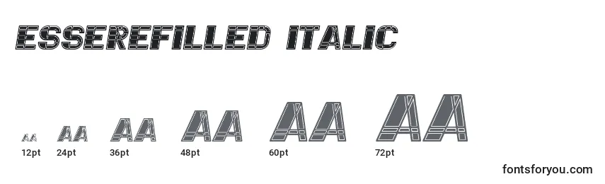 Tamanhos de fonte EssereFilled Italic