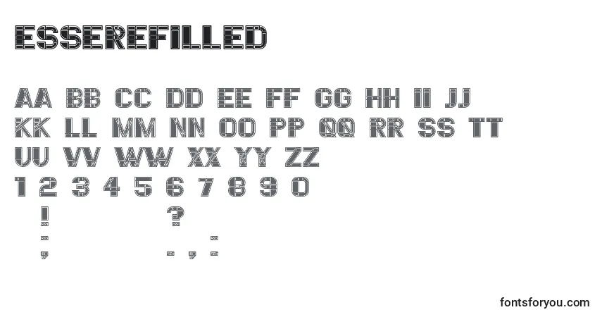 Schriftart EssereFilled – Alphabet, Zahlen, spezielle Symbole