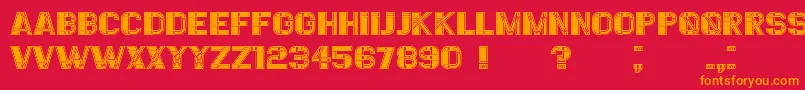 フォントEssereFilled – 赤い背景にオレンジの文字