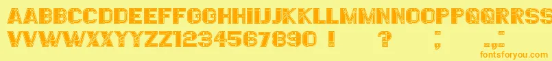 フォントEssereFilled – オレンジの文字が黄色の背景にあります。
