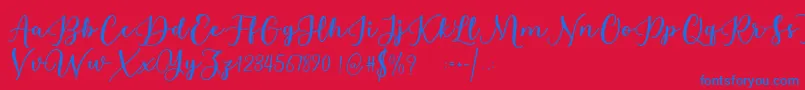 Estafet Letter Script-Schriftart – Blaue Schriften auf rotem Hintergrund