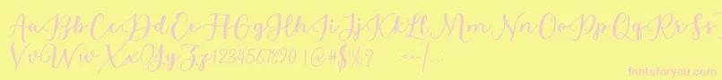 Czcionka Estafet Letter Script – różowe czcionki na żółtym tle