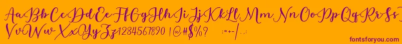Estafet Letter Script Font – Purple Fonts on Orange Background
