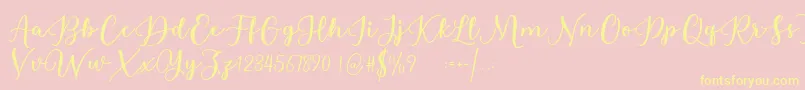 Estafet Letter Script-Schriftart – Gelbe Schriften auf rosa Hintergrund