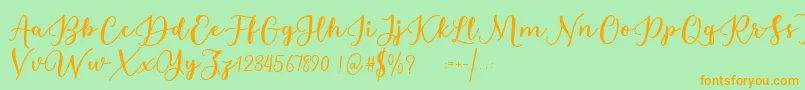Estafet Letter Script Font – Orange Fonts on Green Background