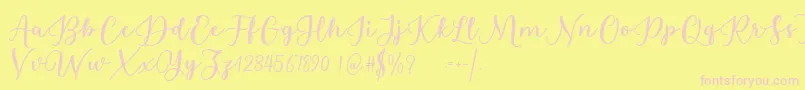 Estafet Letter Script-Schriftart – Rosa Schriften auf gelbem Hintergrund