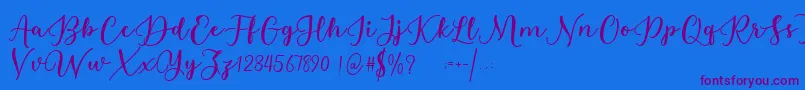 Estafet Letter Script Font – Purple Fonts on Blue Background