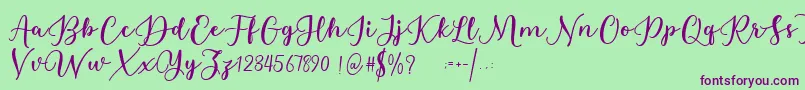 Estafet Letter Script Font – Purple Fonts on Green Background